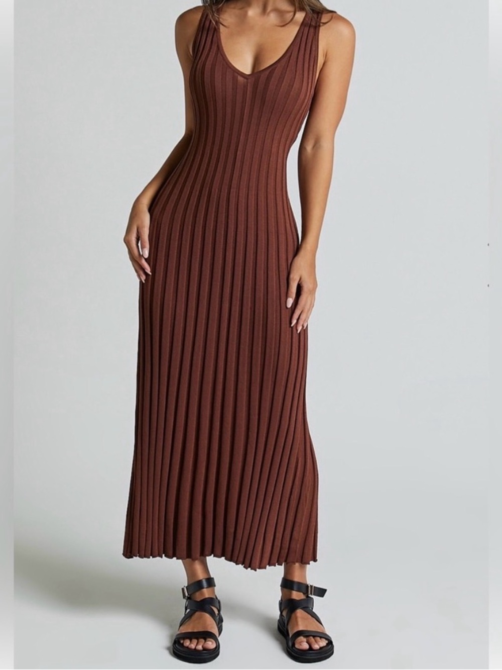 Zara Women's Pleated Shift Midi Dress Sleeveless in Cinnamon Terracotta - Size S